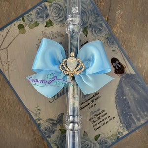 Really beautiful light blue pergamino invitation/Quinceañeras/Sweet16/Birthdays/Baby Showers/Weddings