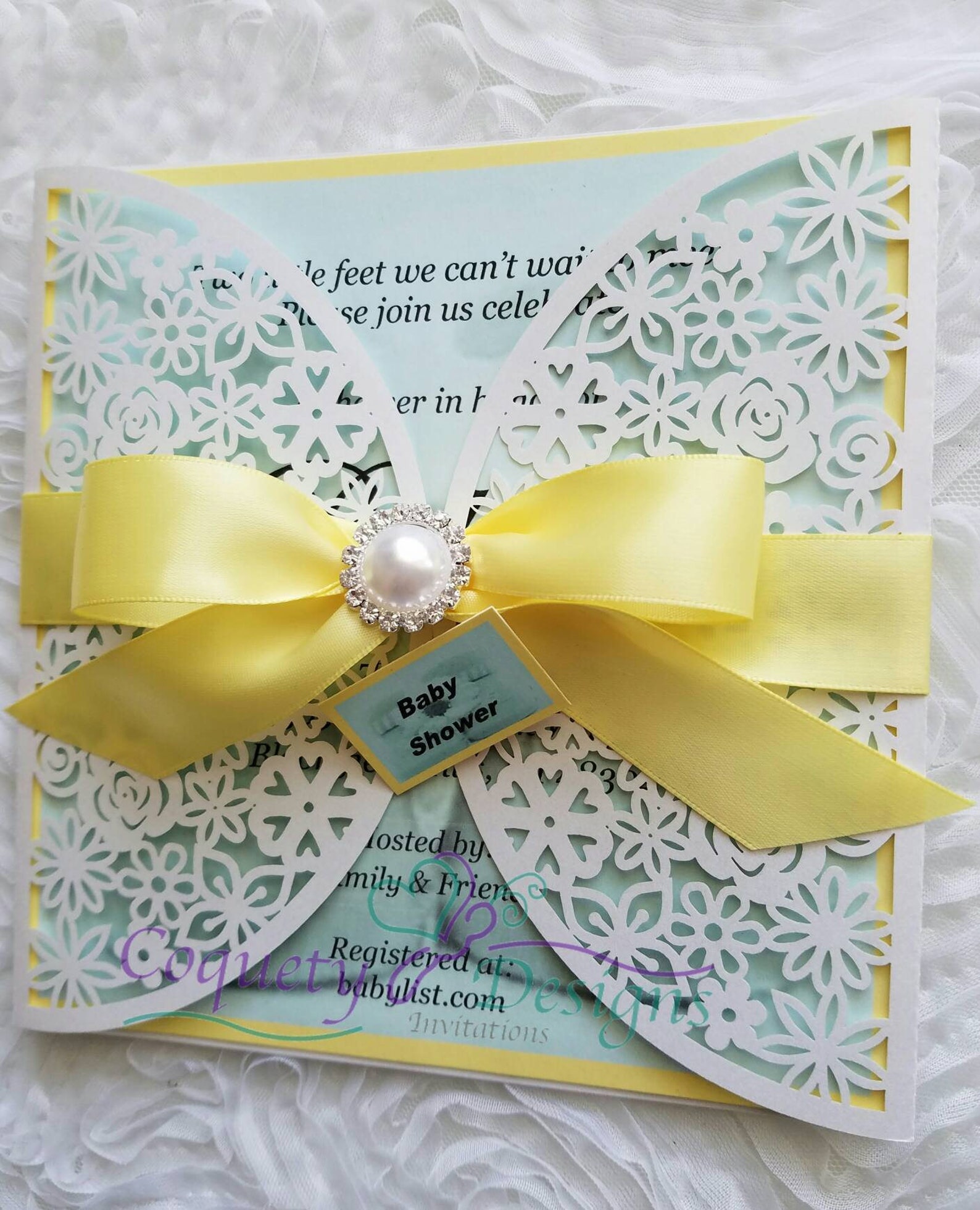 Beautiful Laser Cut Baby Shower Invitation/baby | Etsy