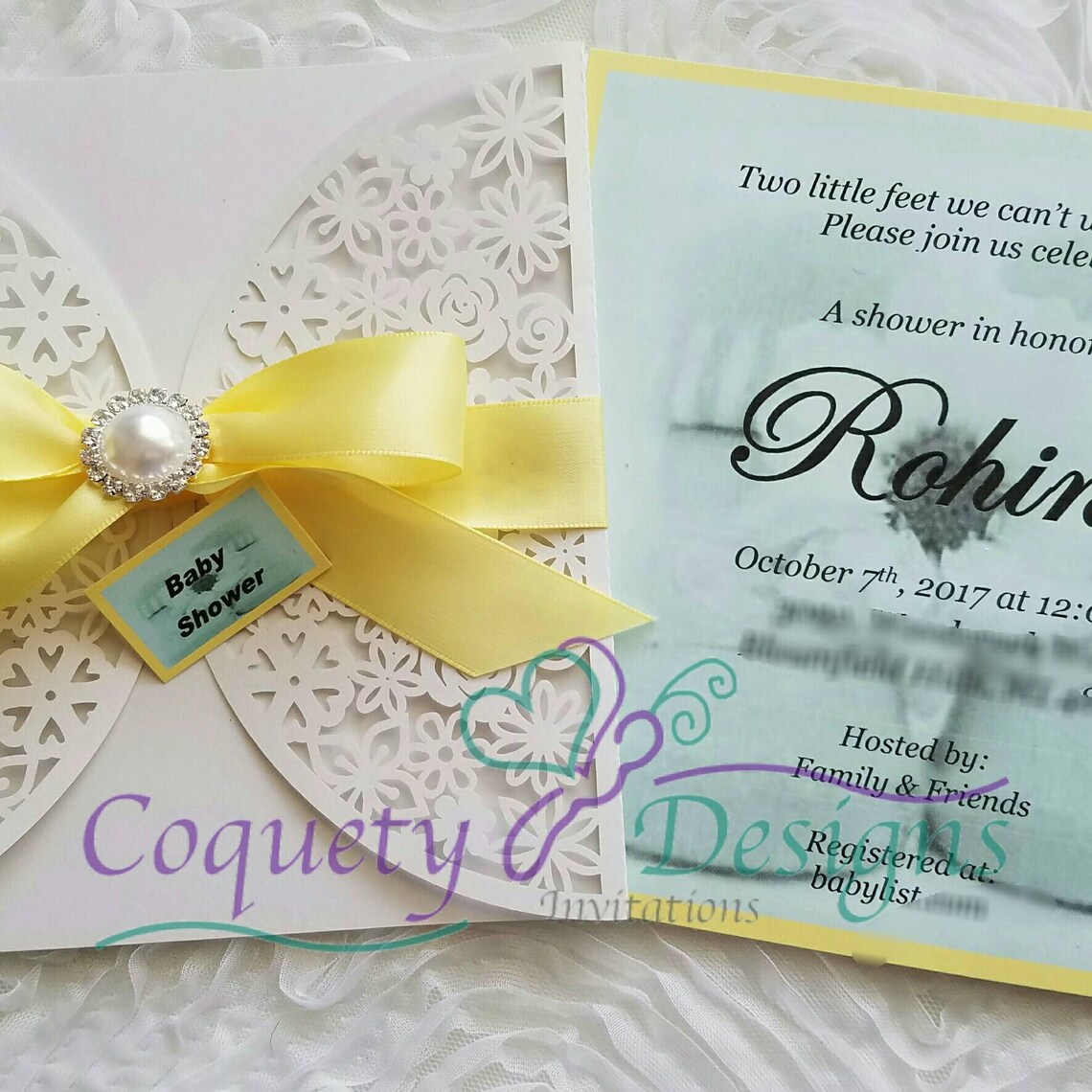 Beautiful Laser Cut Baby Shower Invitation/baby | Etsy