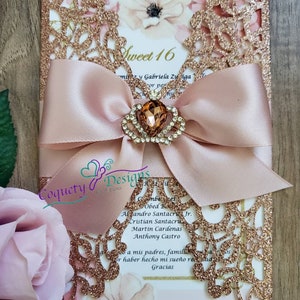 Really beautiful princess rose gold invitation/Sweet16/Quinceañeras/Baby Shower/Birthdays