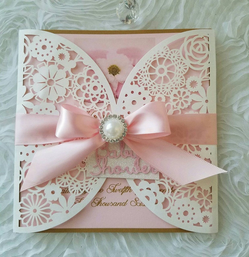 50 Beautiful laser cut baby shower invitation/baby/bebe/girl | Etsy