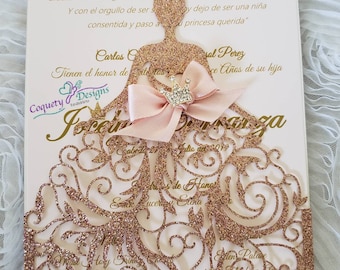 Really beautiful glitter Rose Gold princess Invitation