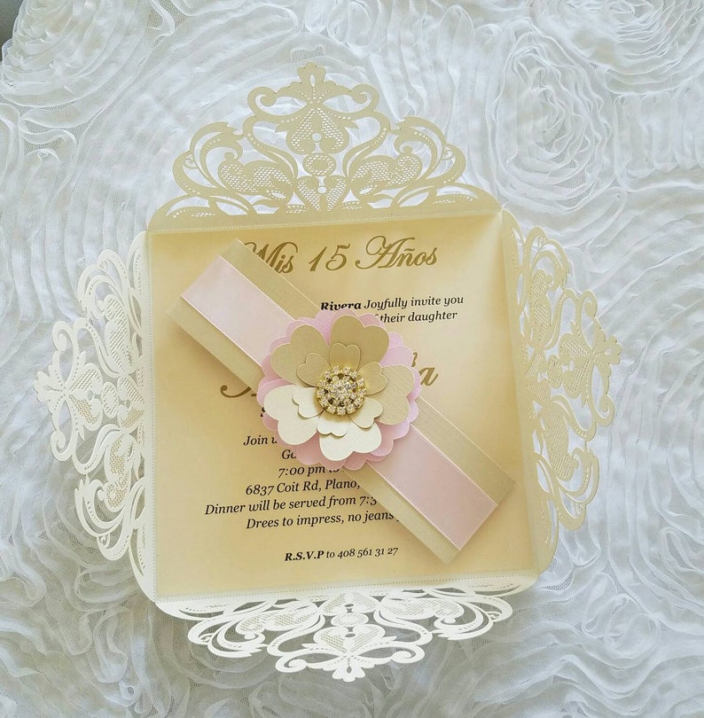 Beautiful Laser Cut Flower Invitation/sweet Etsy