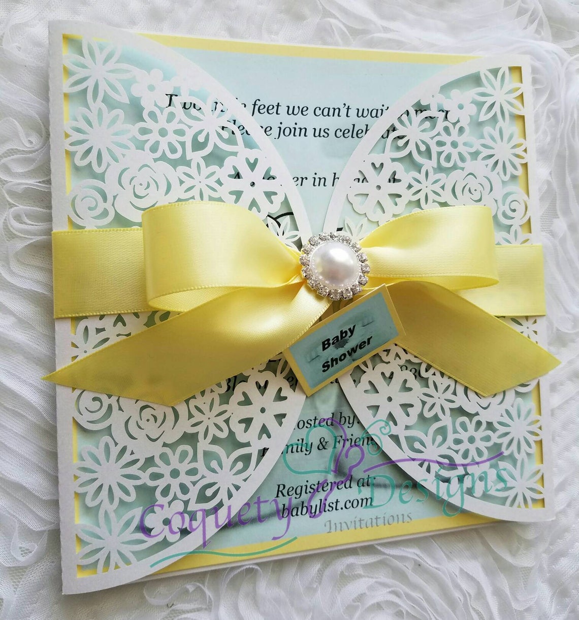 Beautiful Laser Cut Baby Shower Invitation/baby | Etsy