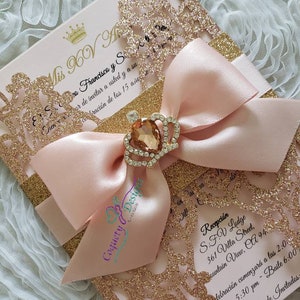 Rose Gold Glitter princess Invitation