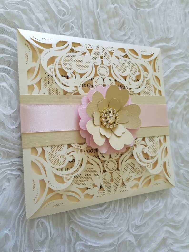 Beautiful Laser Cut Flower Invitation/sweet Etsy
