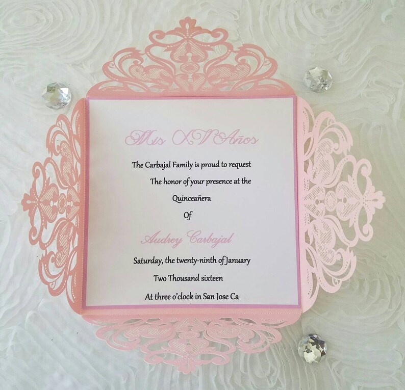 Pink Laser Cut Invitation Etsy
