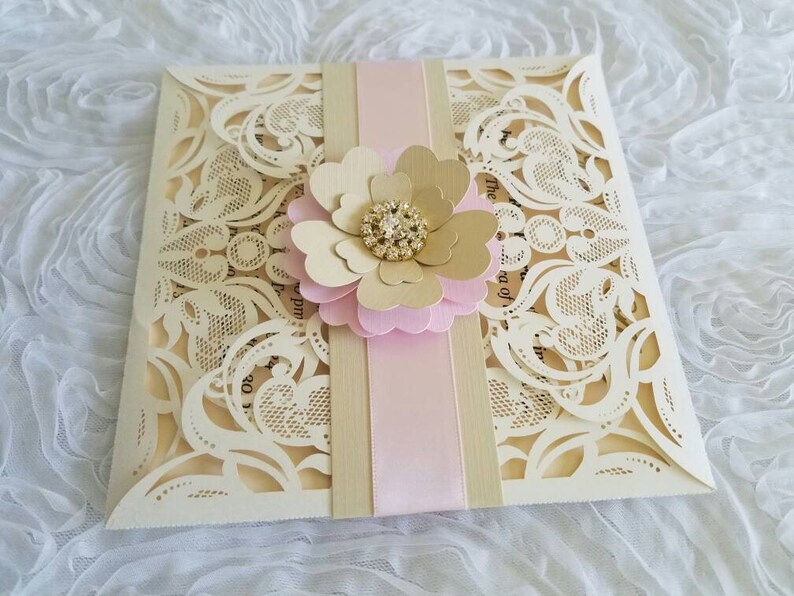 Beautiful Laser Cut Flower Invitation/sweet Etsy