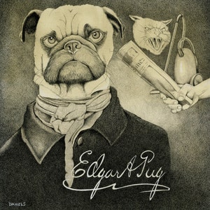Pug Print, Edgar Allan Pug, Pug Pet Portrait