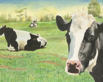 Art de la cuisine, décoration de ferme moderne, art vache, impression vache, décoration d'intérieur, décoration de cuisine, décoration de salle à manger, décoration de ferme
