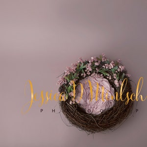 NEWBORN DIGITAL BACKDROP: Purple Floral Nest