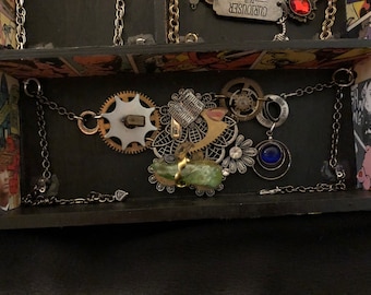 Super hero alien steampunk necklace