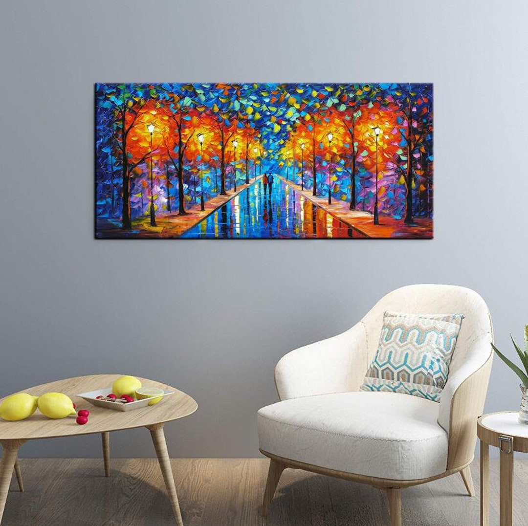 Oil Painting on Canvas 3D Texture Palette Knife Tree Landscape - Etsy