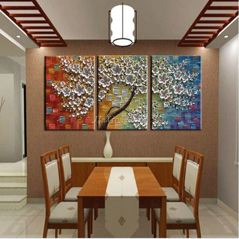 3 Piece Canvas Wall Art Painting Original 3D Oil Painting on Canvas