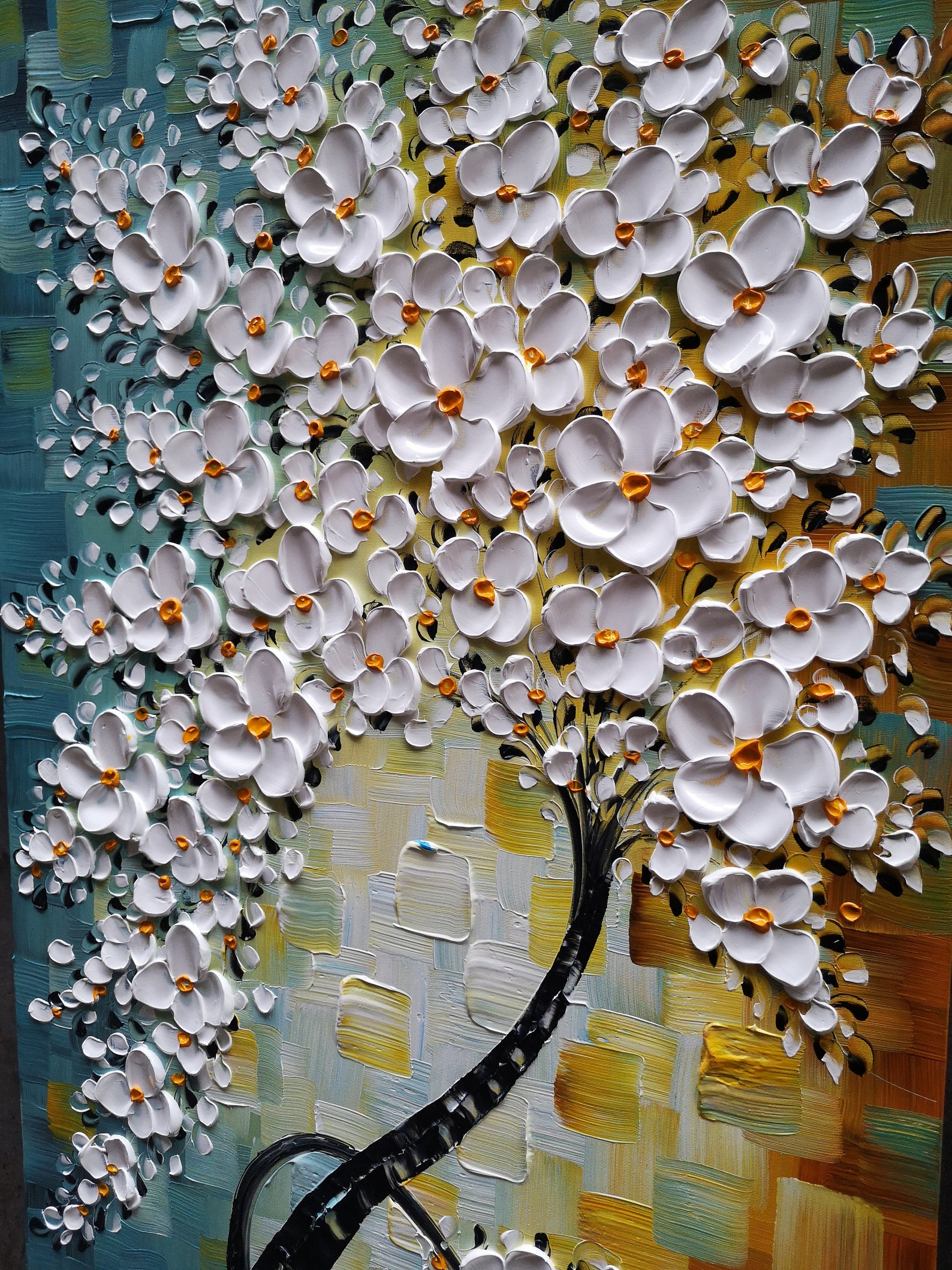 3D Floral Oil Painting on Canvas: Handmade Abstract Flower Art - Etsy