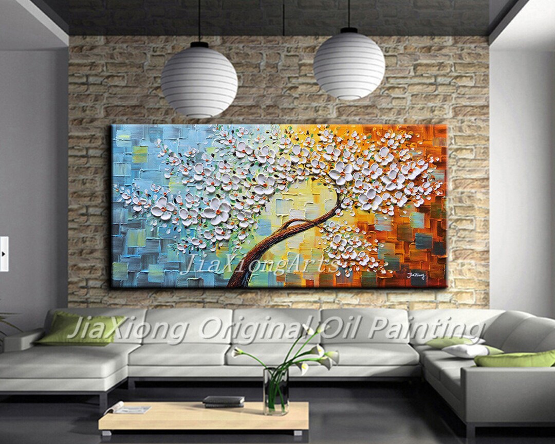 3D Flower Tree Oil Painting on Canvas, Abstract Landscape Art - Etsy