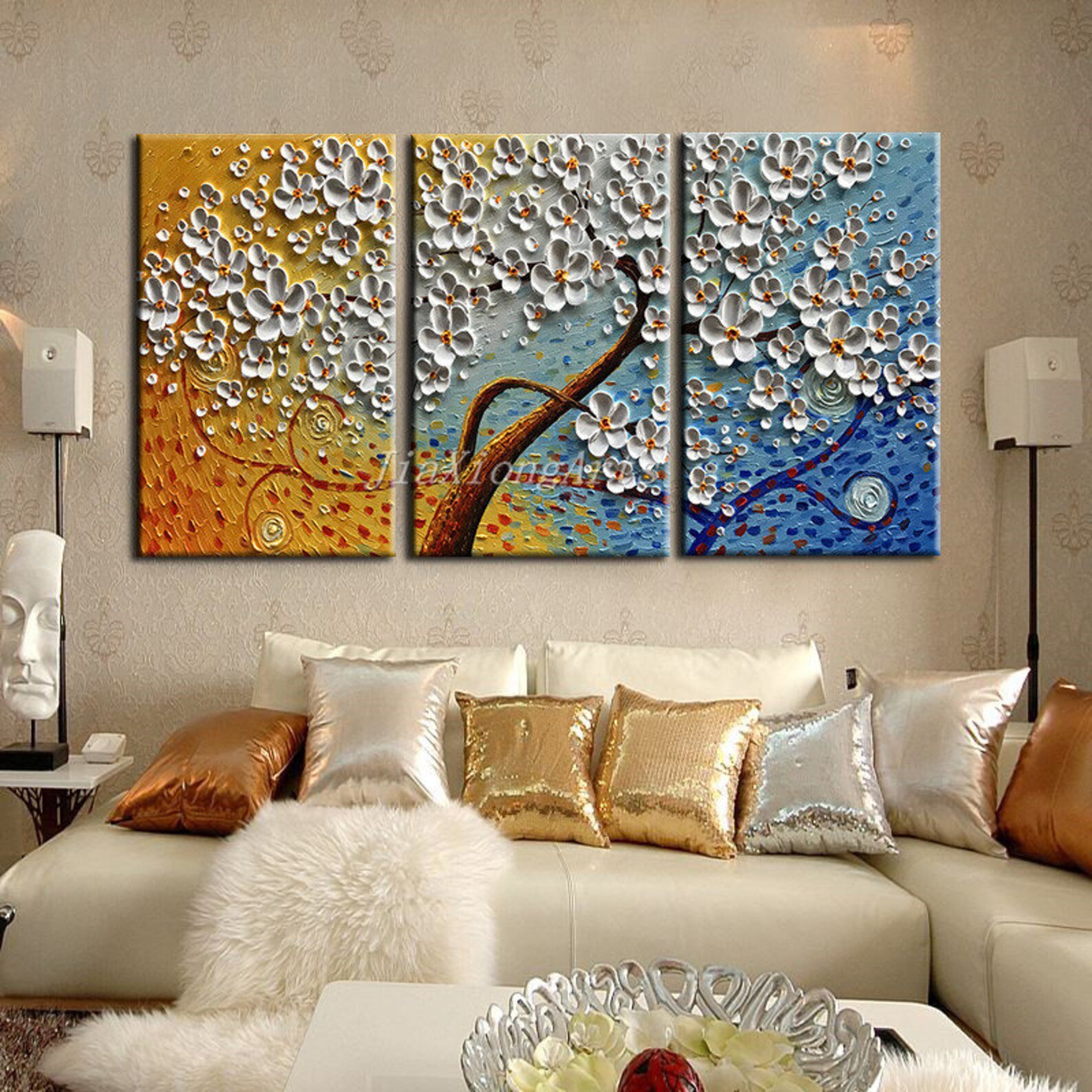 3 Piece Wall Art Paintingoriginal 3D Oil Painting on Canvasknife Thick
