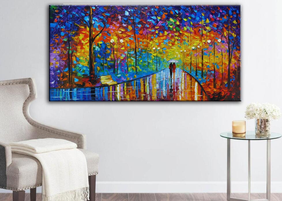 Oil Painting on Canvas 3d Oil Painting Blue Landscape Wall Art - Etsy