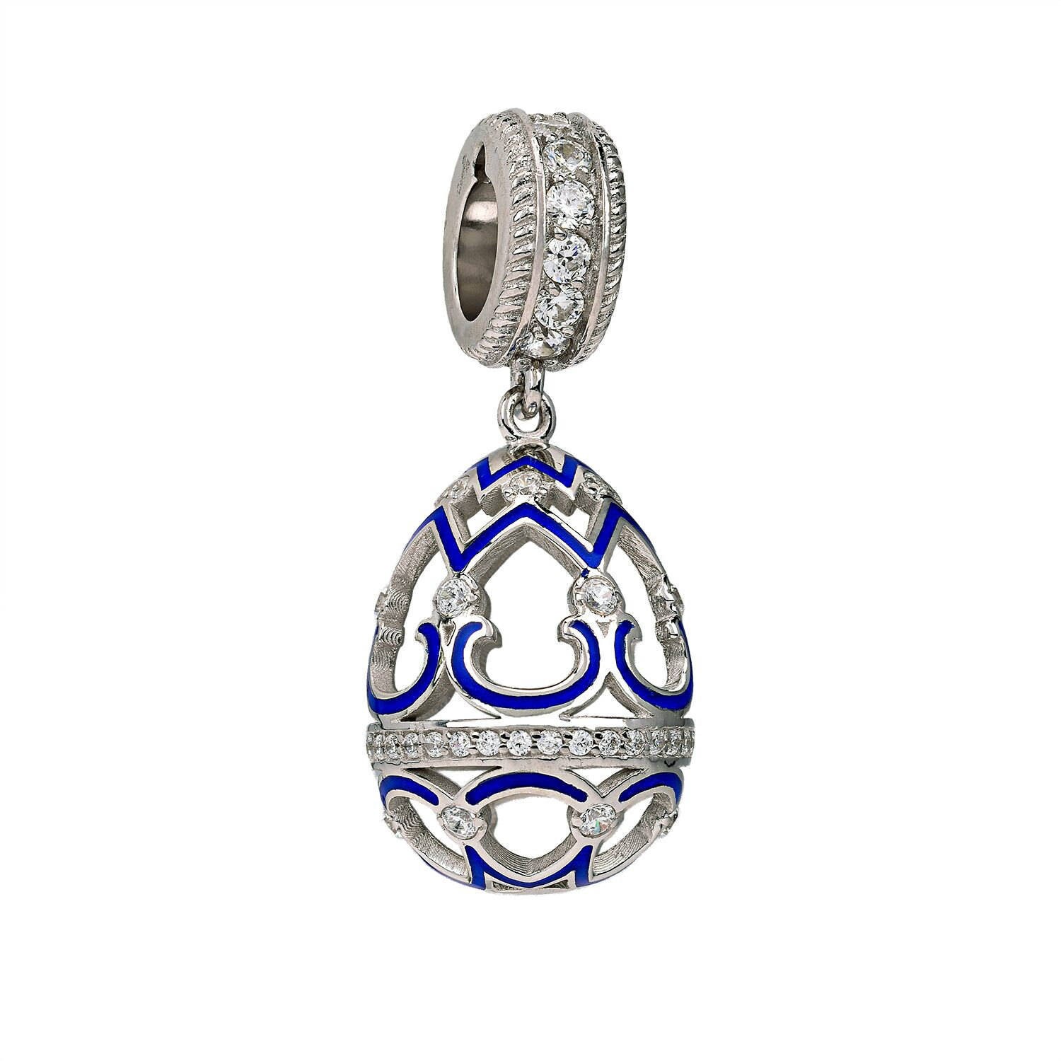 Blue Sterling Silver Faberge Egg Charm with Enamel and Cubic Etsy