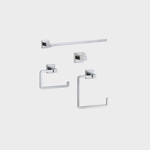 Taymor Ultra Ensemble de salle de bain 4 pièces, chrome poli, porte-serviettes de bain 24 pouces, porte-papier hygiénique, anneau à serviette, patère simple