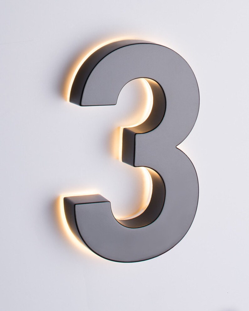 Modern 6 Backlit Led House Numbers 3 Taymor Etsy Ireland