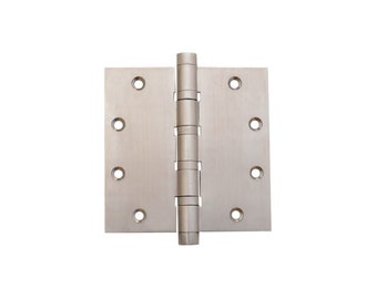 5″x 5″x 5mm PTR Pewter Door Hinges Heavy Duty, Square Corner Brass Hinges, Front Door Hinges for Closet, Cabinet & Rooms W/ Matching Screws