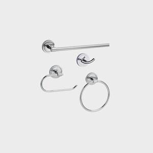 Ensemble de salle de bain Yates 4 pièces, quincaillerie de salle de bain en chrome poli, porte-serviettes de bain 24 pouces, porte-papier hygiénique, anneau à serviette, patère simple