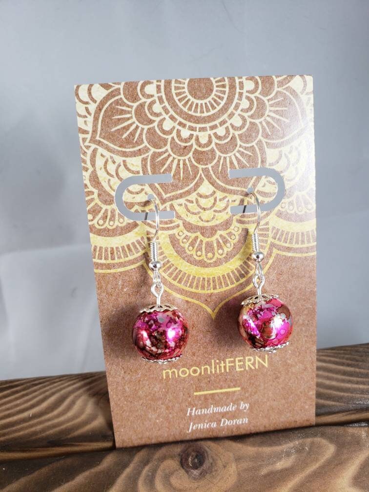 Alcohol Ink Bead Earrings With Stainless Steel Ear Hooks and Etsy UK