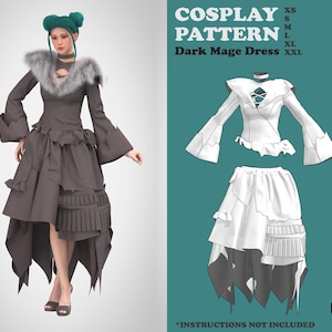 DIGITAL FILE | Y&#39;shtola Dark Mage Dress PDF Pattern (sizes s-l)