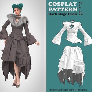 DIGITAL FILE | Y'shtola Dark Mage Dress PDF Pattern (sizes xs-m)