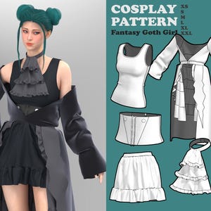 DIGITAL FILE | Gaia Fantasy Goth Girl PDF Pattern (sizes m-xl)