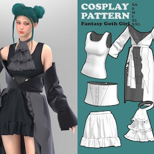 DIGITAL FILE | Gaia Fantasy Goth Girl PDF Pattern (sizes l-xxl)