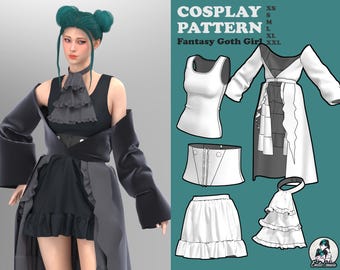 DIGITAL FILE | Gaia Fantasy Goth Girl PDF Pattern (sizes l-xxl)