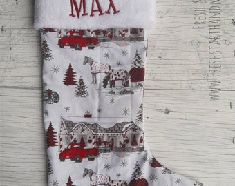 Calza di campagna - Calza di Natale - Calza della fattoria - Calza personalizzata - Calza rustica - Calza personalizzata - Arredamento natalizio