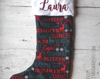 Calza di renna - Calza di Natale - Calza della fattoria - Calza personalizzata - Calza rustica - Calza personalizzata - Decorazione natalizia