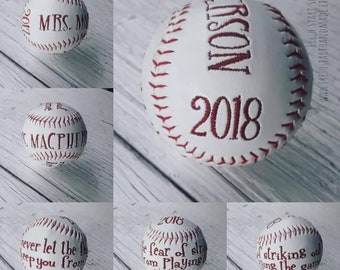 Baseball Team Gift - Teacher Gift - Personalized Baseball Gift - Baseball Teacher Keepsake - Softball Teacher Gift - Embroidered Baseball