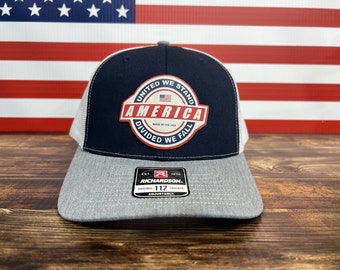 United We Stand Hat Patriotic Custom Hat with a Premium Leatherette Patch! USA Hat