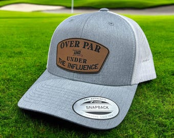 Golf Trucker Hat: 'Over Par Under the Influence' Leatherette Patch