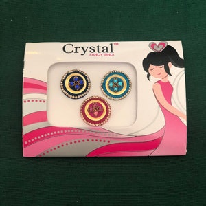 1 Pack Luxury Bridal Indian Bindi Temporary Forehead Tattoo Sticker Blue Light Blue Pink Gold Crystal Bindi #117