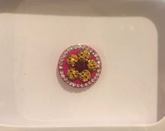 1 Pack of Bridal Party Diamond Crystal Bindi Temporary Forehead Tattoo Sticker Indian Bindi Pink Gold Color