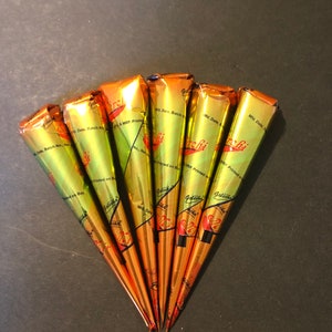 6 Golecha Red (Mirchi) Henna Cones Temporary Tattoo Ink