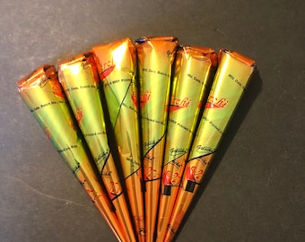 6 Golecha Red (Mirchi) Henna Cones Temporary Tattoo Ink