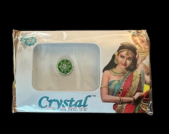 1 Pack Light Green  White Gold Diamond Crystal Bridal Bindi Temporary Forehead Tattoo Sticker Face Jewel Body Art #201