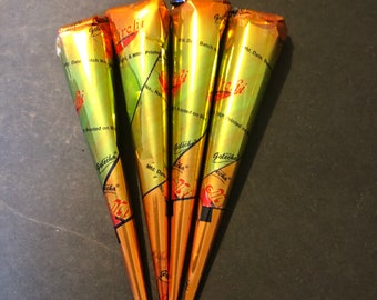 4 Golecha Red Mirchi Henna Cones for Temporary Tattoos