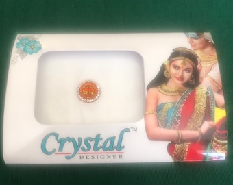 1 Pack Fancy White Diamond Crystal Orange Bindi Temporary Self Adhesive Temporary Forehead Tattoo Sticker Face Jewel