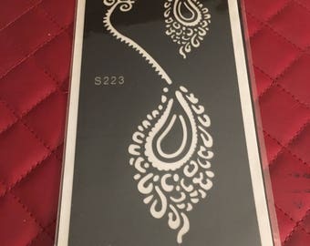 1 pc Reusable Henna Temporary Tattoo Stencil Sticker DYI#S223