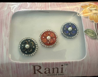 1 Pack Luxury Bridal Indian Bindi Temporary Forehead Tattoo Sticker Blue Green Orange Crystal Bindi #209