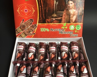 Golecha Natural Brown Henna Paste Cones Temporary Tattoo Body Art Mehandi Ink CHOOSE QUANTITY !!