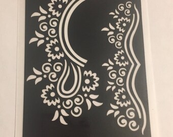 1 Reusable Henna Tattoo Stencil Temporary Tattoo Henna Stencil #S219