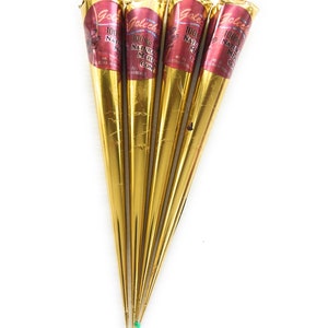 4 X Golecha Natural Brown Jumbo Henna Cones Temporary Tattoo Body Art Ink 50 grams each cone
